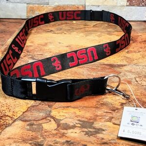USC Trogans Logo Lanyard • Black/ Red • Covered In Team USC Logo Print •